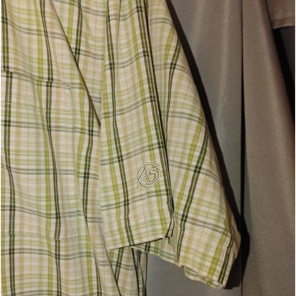 The North Face A5 Series Button Front Short Sleeve Plaid Yellow Green Off‎ White
